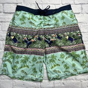 Route 66 Men's Swim Trunks/Shorts Size L Tropical Print Toucan Birds